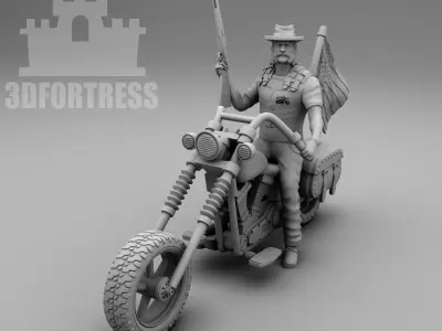 Biker with a flag 3D print model