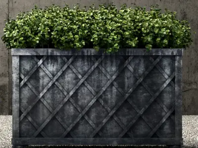 Restoration Hardware weathered steel lattice planters 3D model