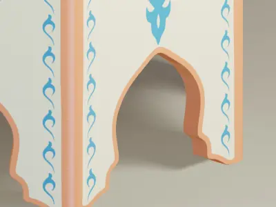 Hand painted hexagonal Moroccan table 3D model