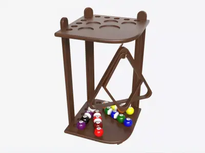 Billiard 10 Cue Corner Floor Rack Dark 3D model