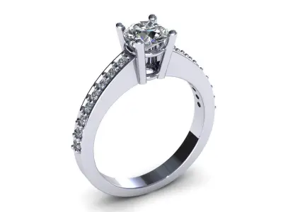 One Row Diamond Ring 3D model