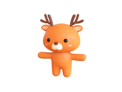 Character005 Chubby Deer Low-poly 3D model
