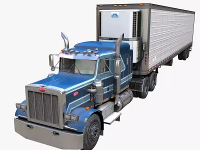 Peterbilt 359 refrigerated van trailer Low-poly 3D model