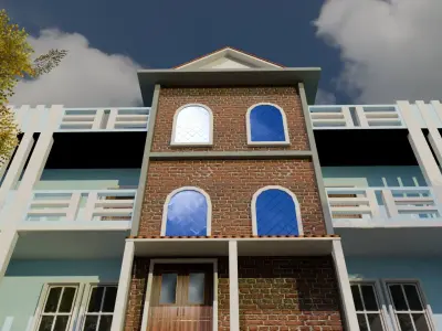 Classic House With Rooftop Free low-poly 3D model