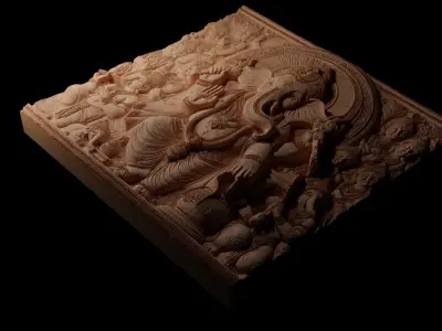 Hindu Elephant CNC 3d Print High Relief Sand Casting 3D print model