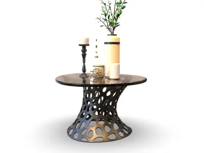 Metal and Glass Coffee table Voronoi Free 3D model