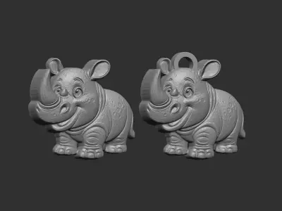 cartoon rhinocero keychain cnc model 3D print model