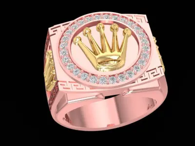 Luxury Crown Emblem Men Ring 3D Model  1271 3D print model