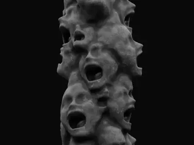 Totem Abstract Sculpture Low-poly 3D model