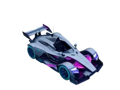 Futuristic Neon Race Prototype High Speed Concept Racing Vehicle 3D model