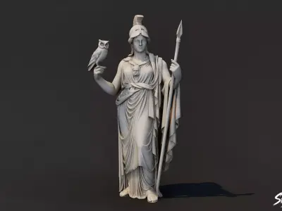 Athena Statue  Low-poly 3D model