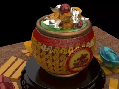 Chinese treasure pot 3D model