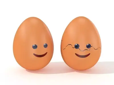 Egg Cracked Emoji N008 Low-poly 3D model