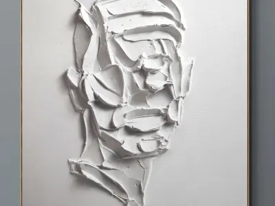 Plaster two square photo frames 09 Low-poly 3D model