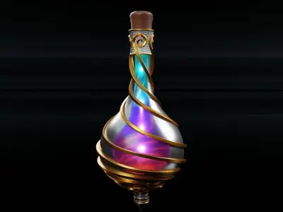 Ornament magic potion bottel 3D model for games 3D model