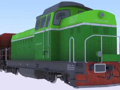 Cargo train PBR VII 3D model