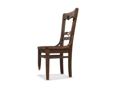Broken Wooden Chairs Low-poly 3D model