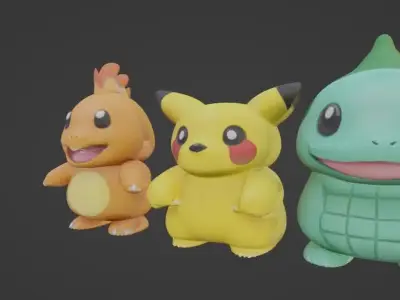 Pokemon Starter Trio 3D Print Model 3D print model