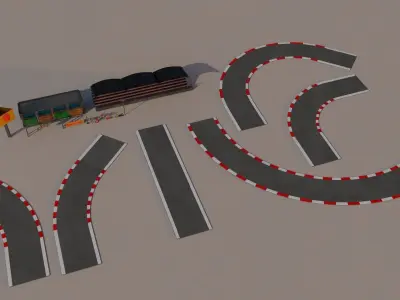 Race Track Package Low-poly 3D model
