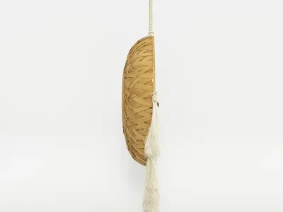  Bohemian Fringed Knotted Basket Wall Hanging 3D model