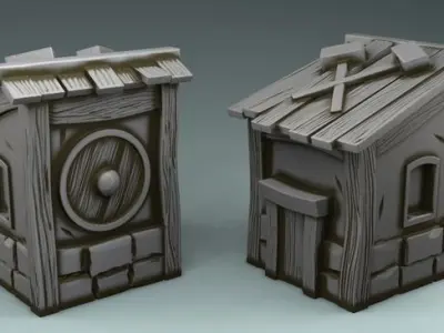 village set house with telescope 3D print model