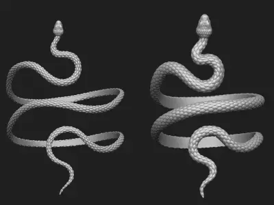 Snake bracelet 2 thickness variants 3D Model Collection