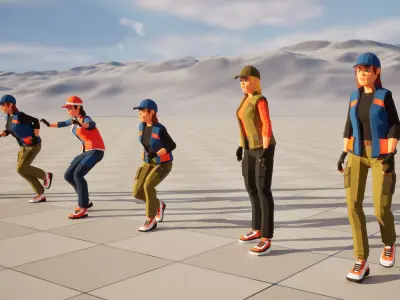 Girl in vest low-poly stylized Low-poly 3D model