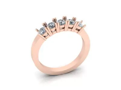 five diamond engagement jewelry ring  3D print model