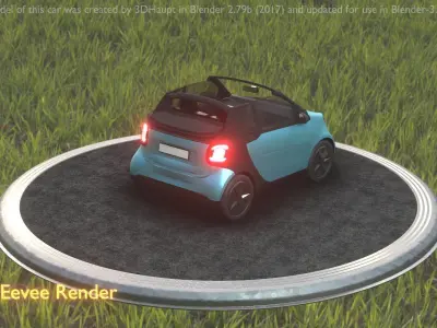 City Car 62 Small Convertible Open Type-E Blue Low-poly 3D model