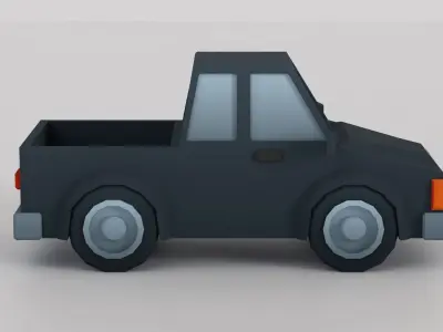 Cartoon Low Poly Car 03 - Pickup Truck Low-poly 3D model