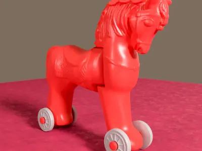 Articulated Vintage Horse on Wheels Toy 3D print model