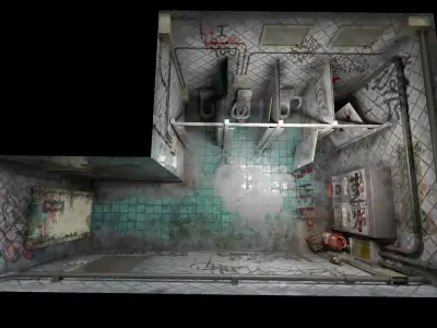 The old public Toilet 1 Low-poly 3D model