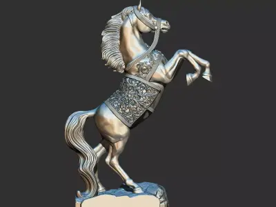 Arabian Horse Rearing 3D Printable Decor Model 3D print model