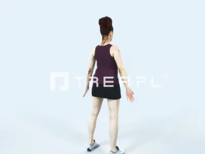 Yearn 01J Animated Rigged Sports Woman Low-poly 3D model