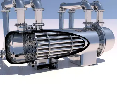 Refinery Shell and Tube Heat Exchanger 3D model