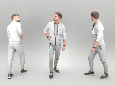 Man in casual gray tracksuit  422 Low-poly 3D model