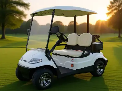 White Golf Cart 3D Electric Vehicle Canopy Dual Seats Low-poly 3D model