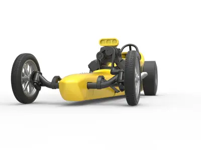 Front engine old school dragster with shell V3 Scale 1 to 25 3D print model