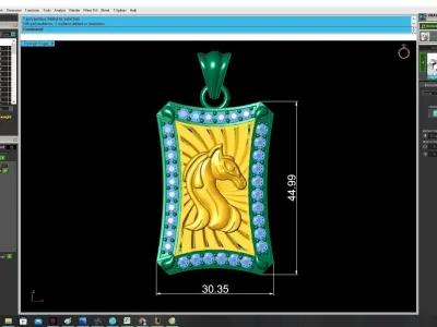 Luxury Horse Pattern Rectangular Pendant 3D Jewelry Model  3343 3D print model