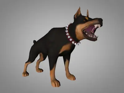 Doberman pinscher Low-poly 3D model