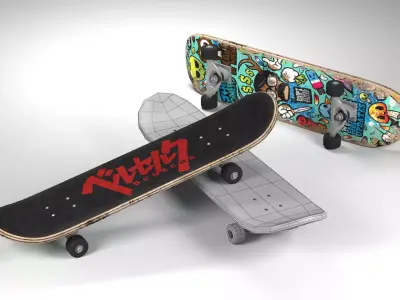 skateboard two skateboards Low-poly 3D model