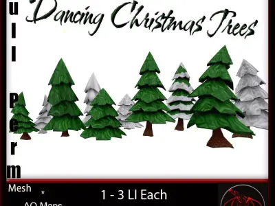 Cartoon Christmas Trees Low-poly 3D model