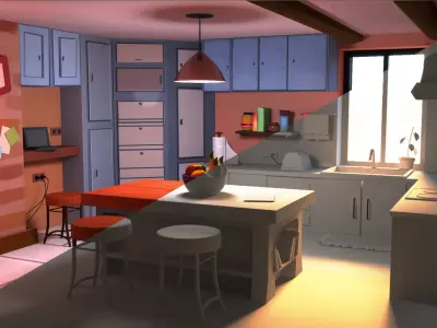 kitchen in computer game 3D model