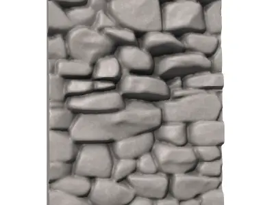 Thick Stone Wall Fortification Asset 3D print model