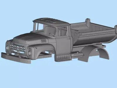 Fewer  parts Cab  TRUCK ZIL 130 STL printable bodies car 3D print model