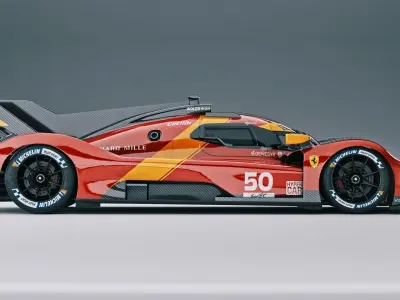 ferrari 499p le mans hypercar Low-poly 3D model
