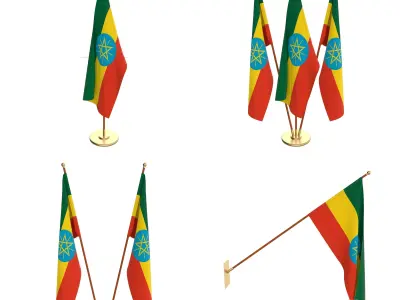 Ethiopia Flag Pack 3D model