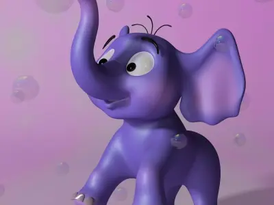 Cartoon baby elephant RIGGED Low-poly 3D model