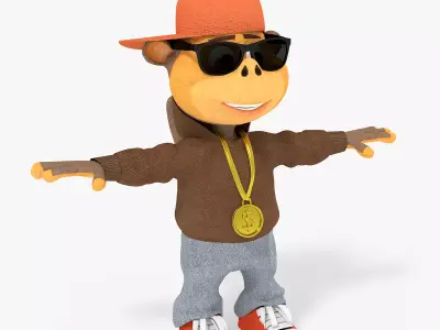 Stylish Cartoon Monkey 3D Model Low-poly 3D model