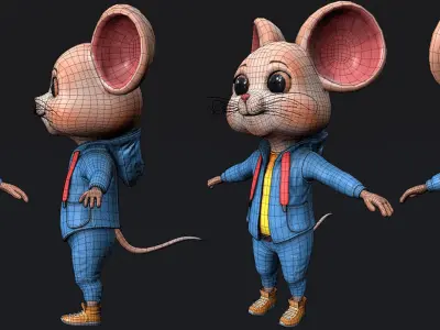 Cute Little Mouse Low-poly 3D model
